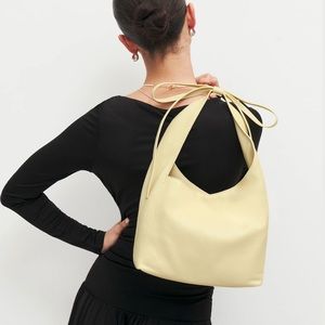 NWT Reformation Leather Vittoria Tote Bag - Yellow / Parmesan